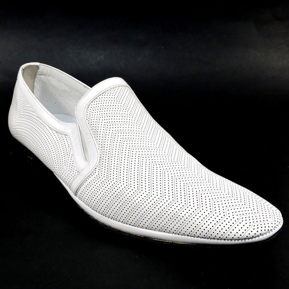 GOODMAN 🇮🇹 MEN'S WHITE LEATHER COMFORT SUMMER LOAFERS - Picture 3 of 6